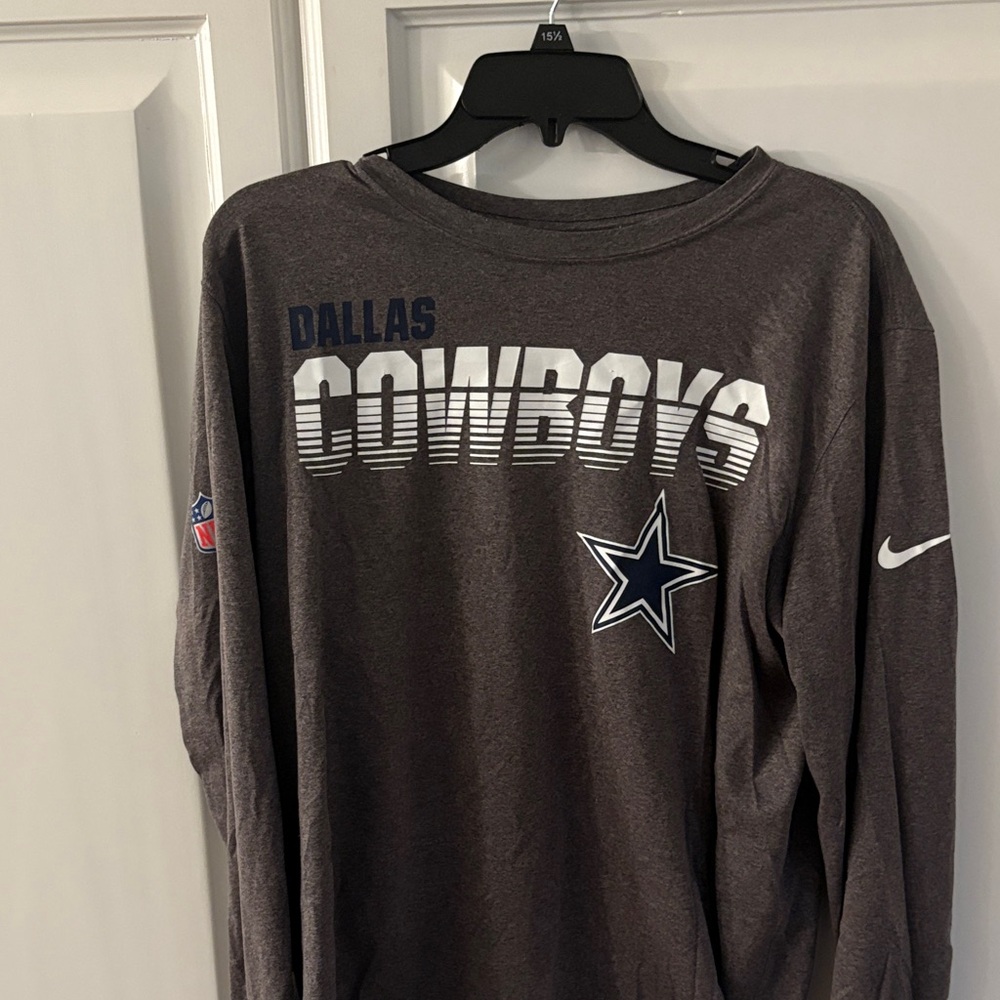 Nike Gray Dallas Cowboys Long Sleeve Shirt.